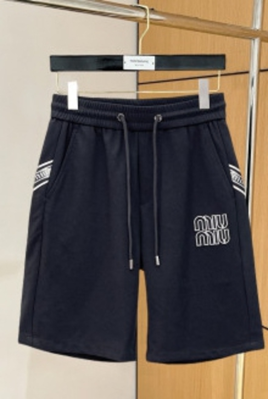 ⋆ Miu Miu ⊹ Black Embroidered Sweat Shorts ✦ Logo Detail